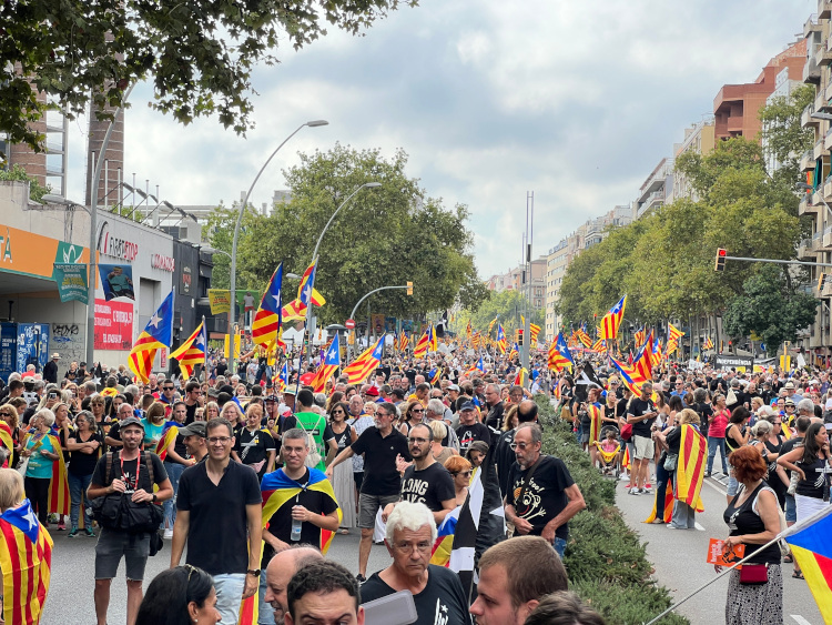 Thousands of pro-independence campaigners take to the streets in Barcelona on National Day 2022